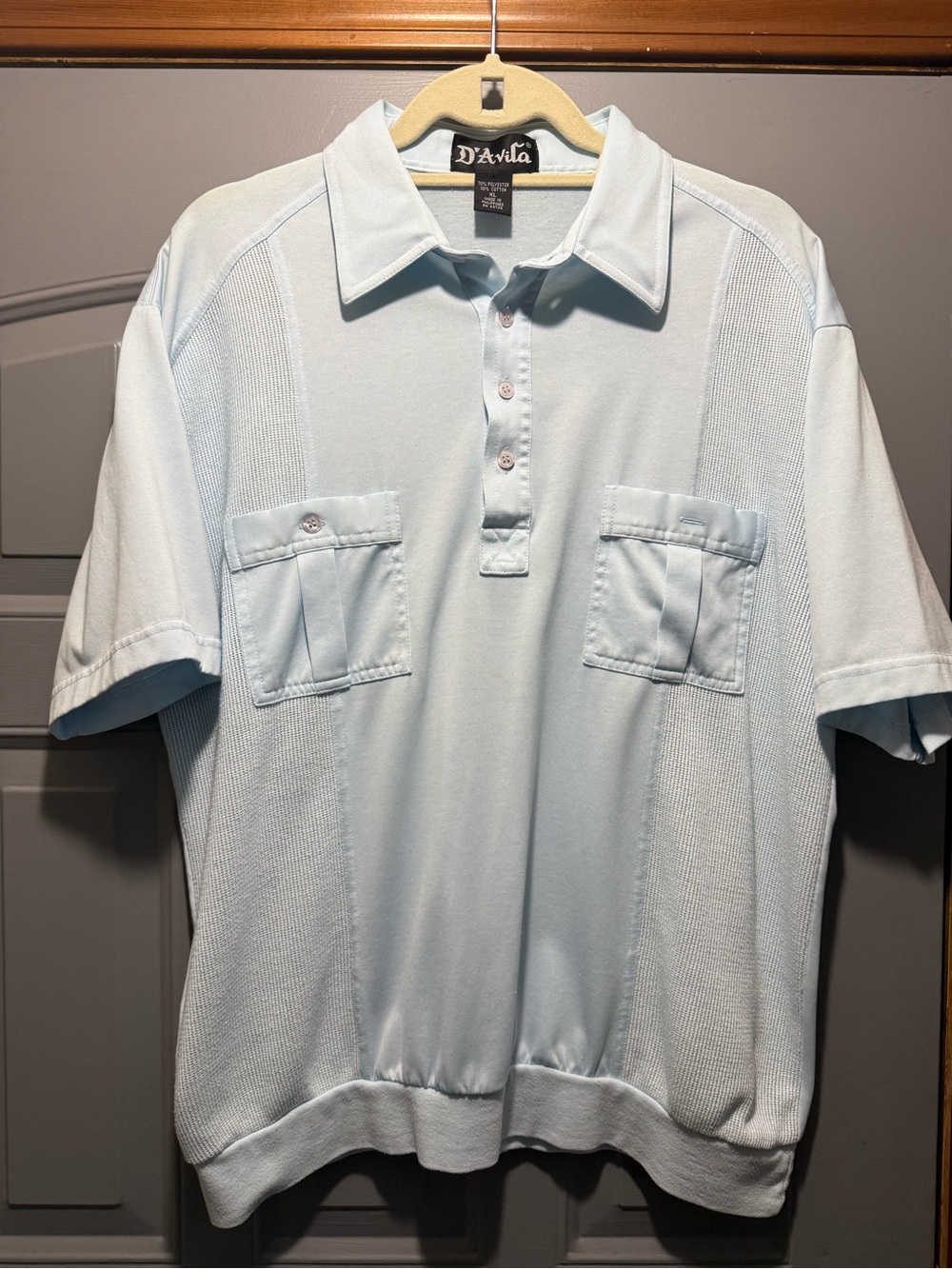 Vintage D'Avila Knit Polo Shirt baby blue- size XL (excellent vintage condition)